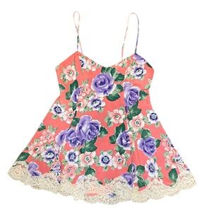 Vintage Victoria’s Secret Gold Label Floral Camisole Nightie Lace Trim